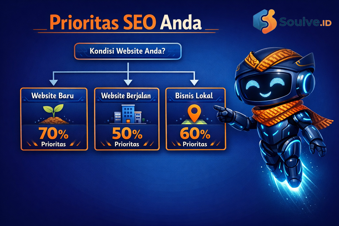 Flowchart prioritas strategi SEO berdasarkan kondisi website