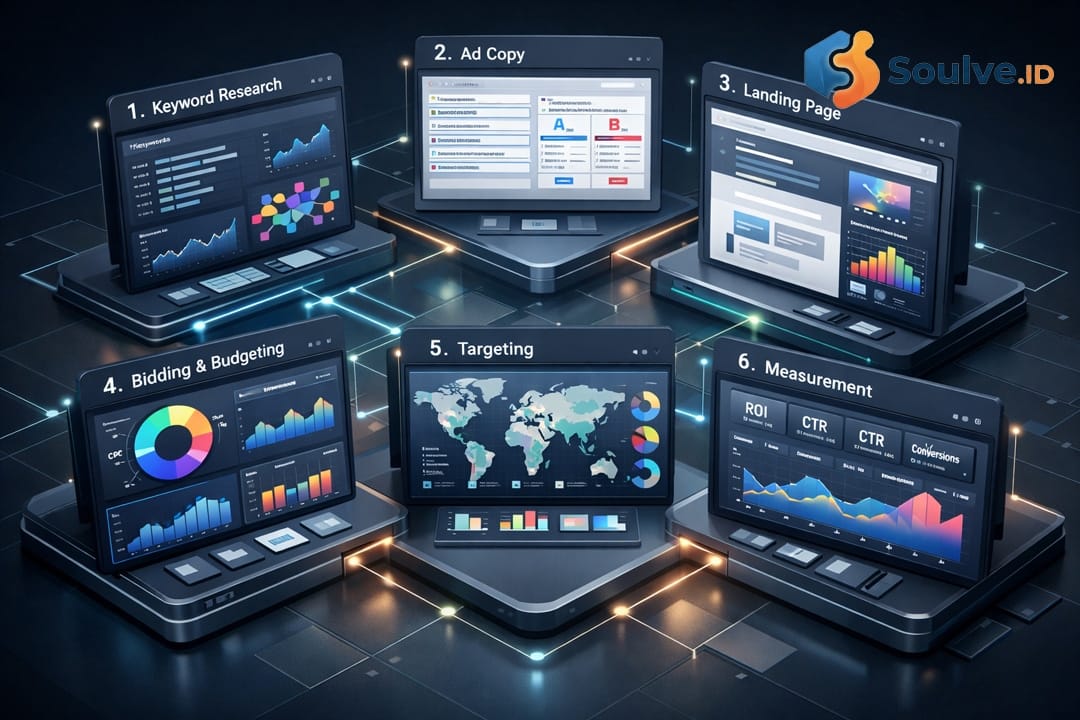 Enam komponen kunci dalam sebuah kampanye Search Engine Marketing yang sukses.