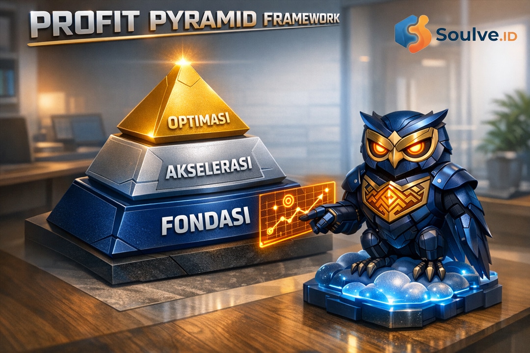 Infografis Profit Pyramid Framework untuk cara pasang iklan di Meta Ads yang anti-boncos.