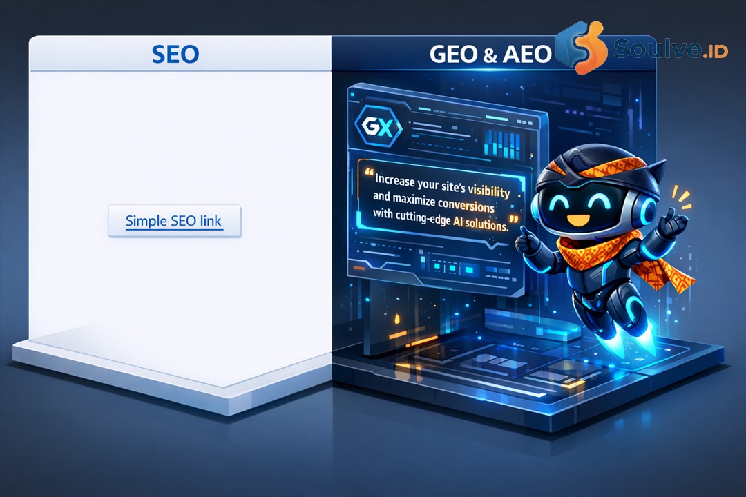 Tabel perbandingan antara SEO konvensional dengan GEO dan AEO dalam digital marketing modern.