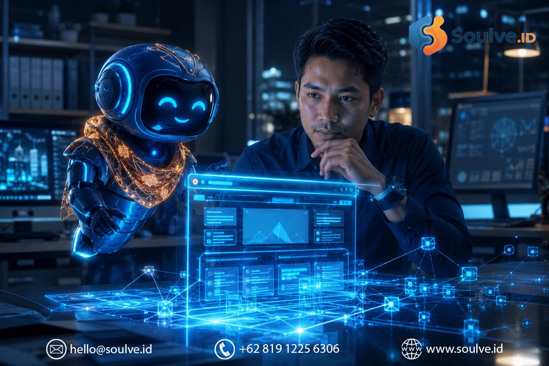 Arka AI assistant Soulve.ID mendampingi ahli SEO membedah struktur schema markup dan technical on page.