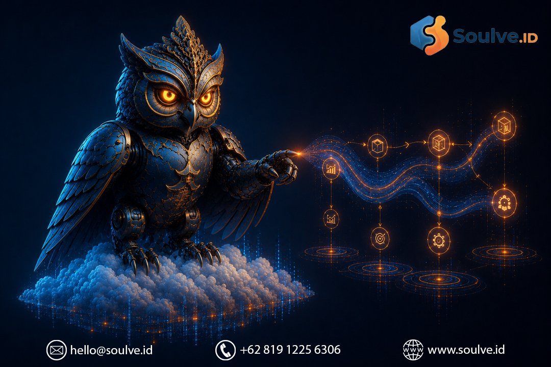 Maskot VIRA memproyeksikan peta strategi alur kerja agency digital